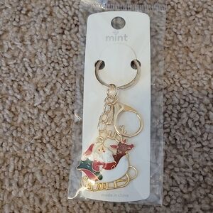 Mint Festive Gold Santa Keychain